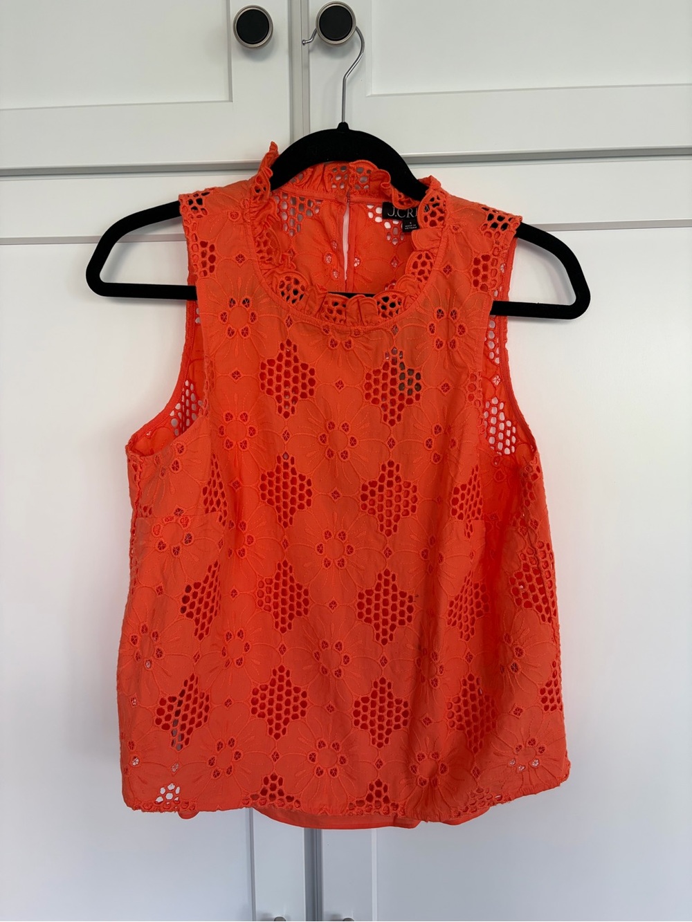 J. Crew Orange Eyelet Lace Sleeveless Shell Top